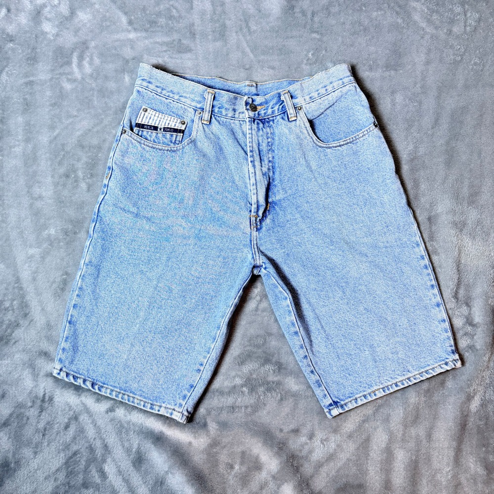 Vintage Pepe Co Jorts Mens 30 Light Wash Denim Shorts Striped Accents Blue Y2K